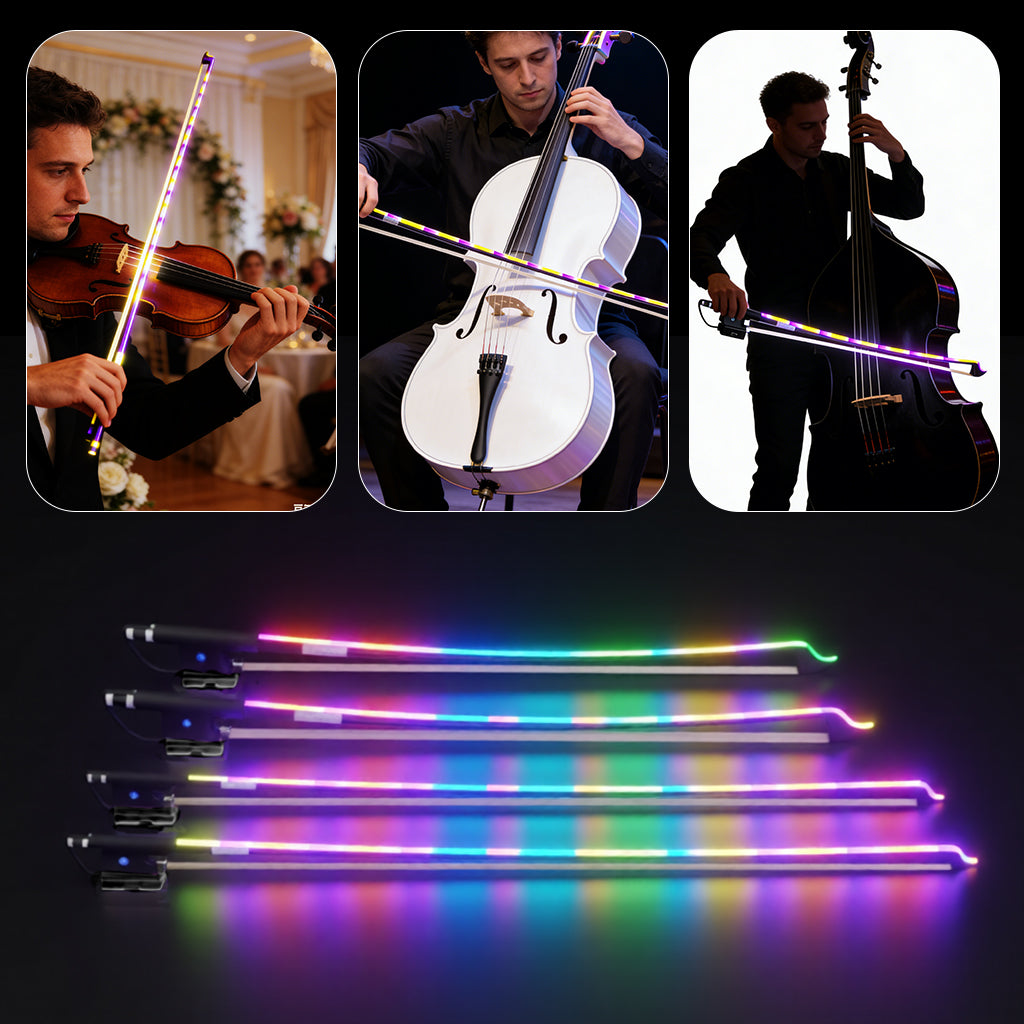[3.0]Yoolim Dynamic Smart LED Bow PRO 4/4 Carbon Fiber Bow for Violin Viola Cello Double Bass Bluetooth APP Control 300+ Modes Type-C Rechargeable