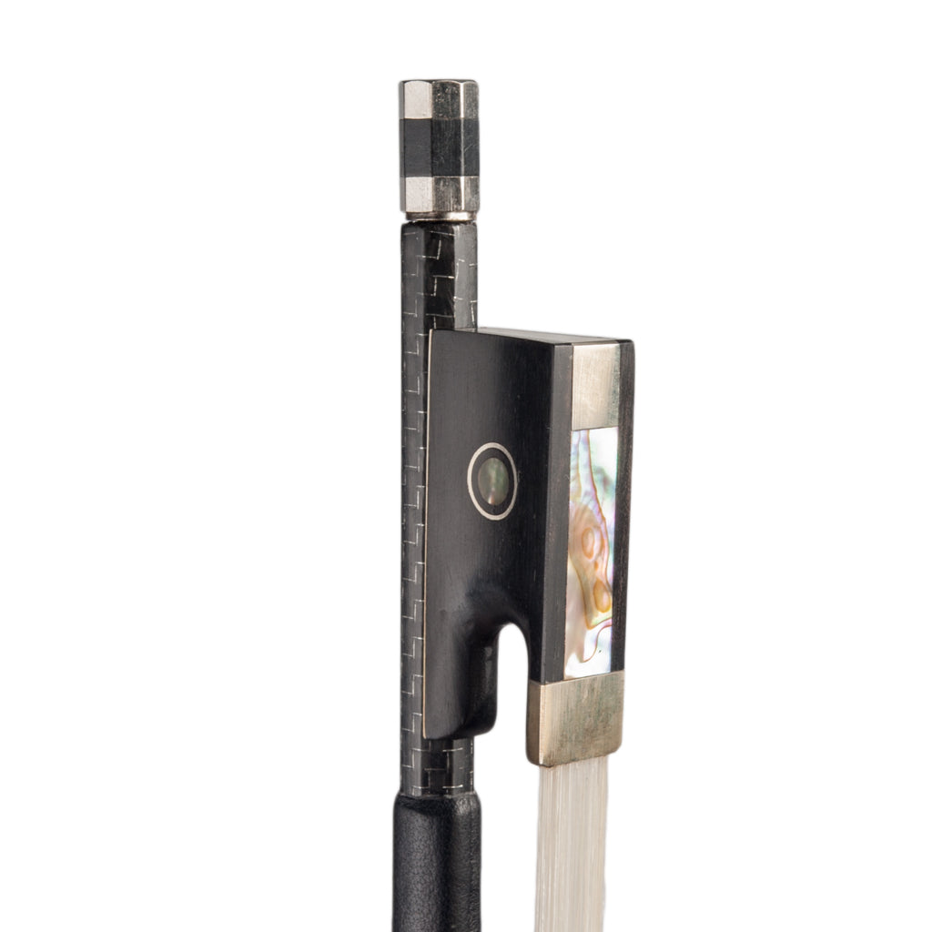 NAOMI Silver-braided Carbon Fiber Violin Bow Ebony Frog w/Parisian Eye Inlay Pure White Mongolia Horsehair