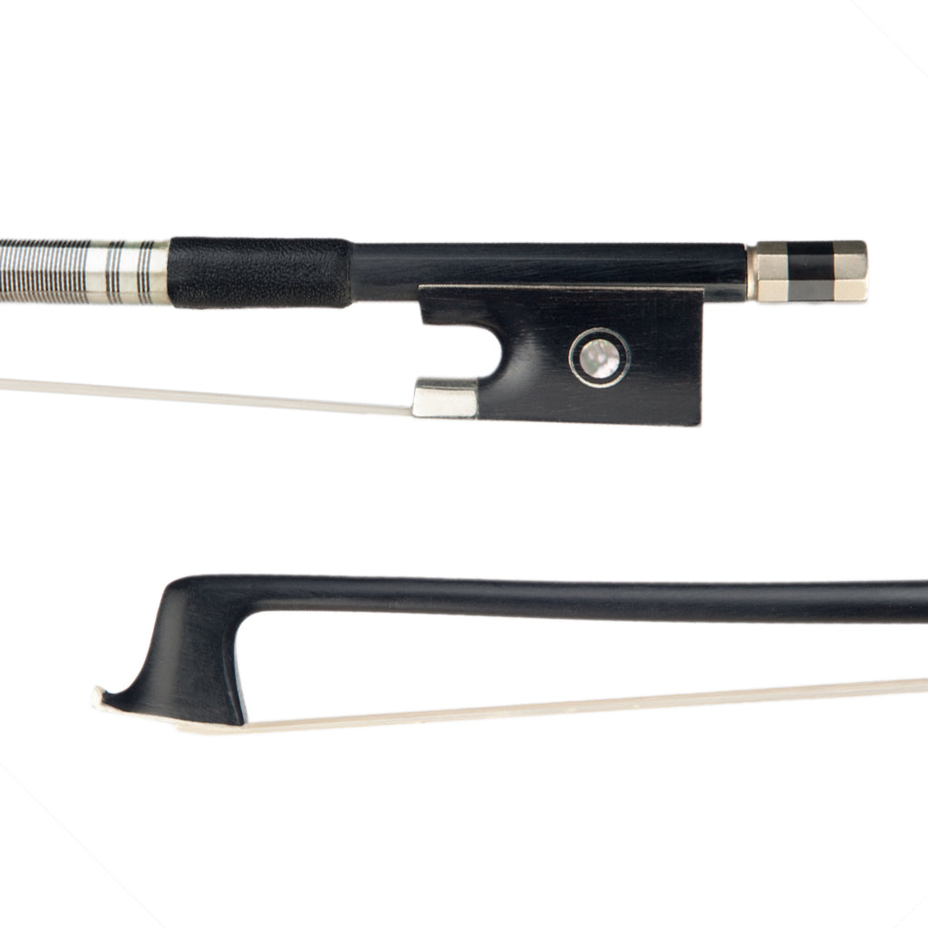 NAOMI Black Carbon Fiber Violin Bow Full Size 4/4 Lightweight Fiddle Bow Ebony Frog Pearl Inlay
