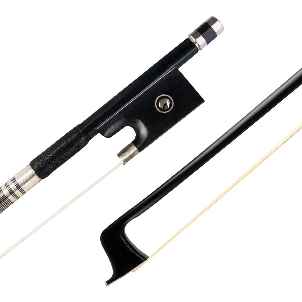 NAOMI Black Carbon Fiber Violin Bow Full Size 4/4 Lightweight Fiddle Bow Ebony Frog Pearl Inlay