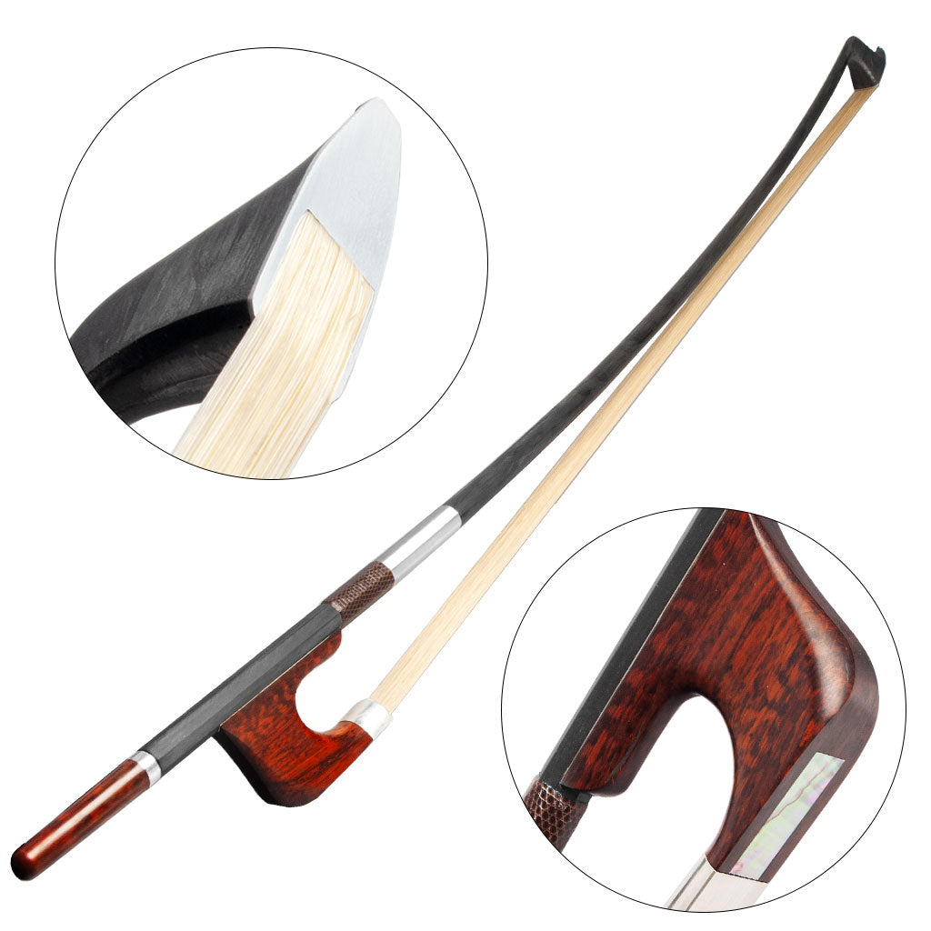 Handcrafted MASTER Series 4/4 German Double Bass Bow Pure Carbon Fiber Silver Tip Humidity Resistant