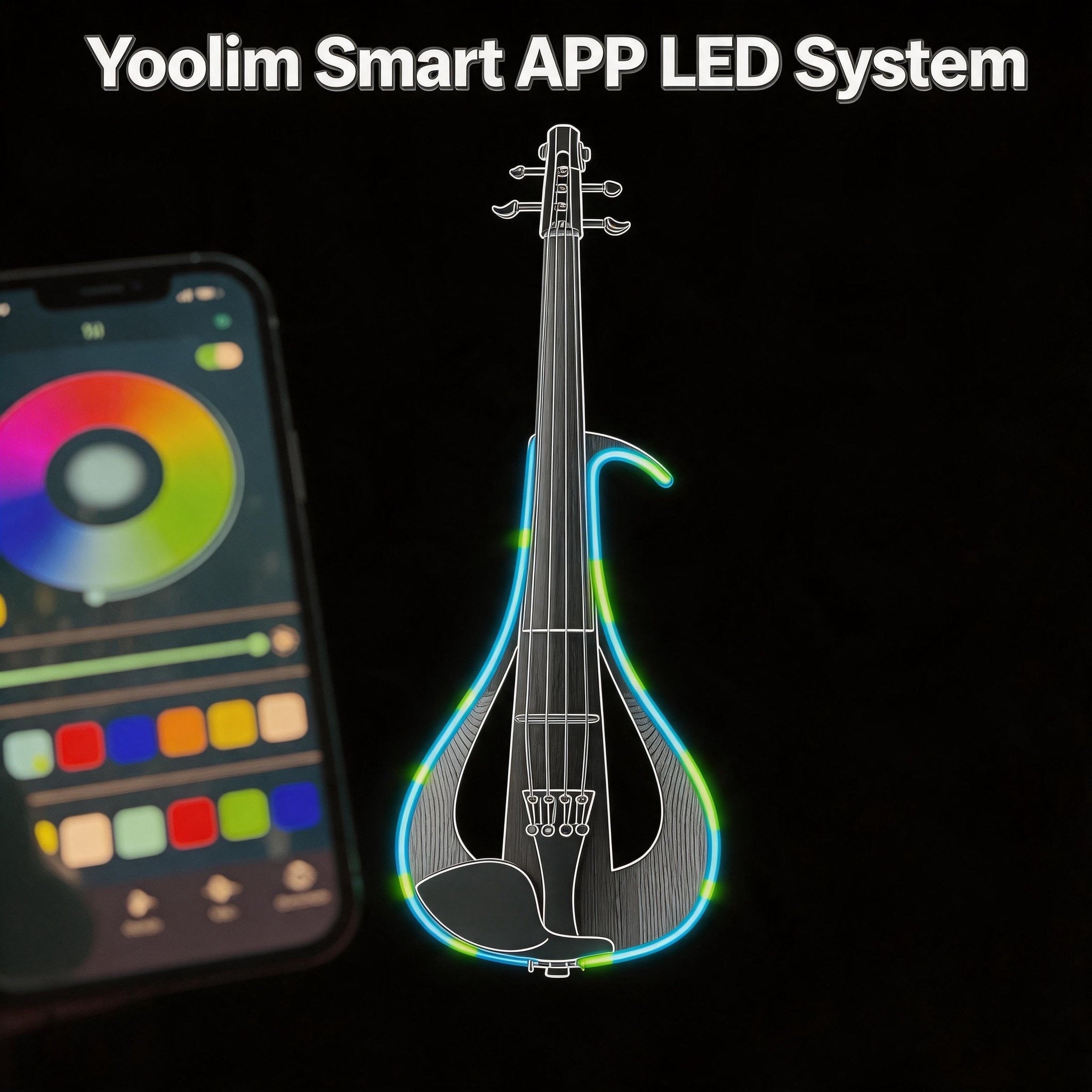 Yoolim Designed LED Violin Smart LED System With APP Control Type C Recharge Battery Bluetooth PRO 3.0 Build KIT For Yamaha YEV Electric Violin