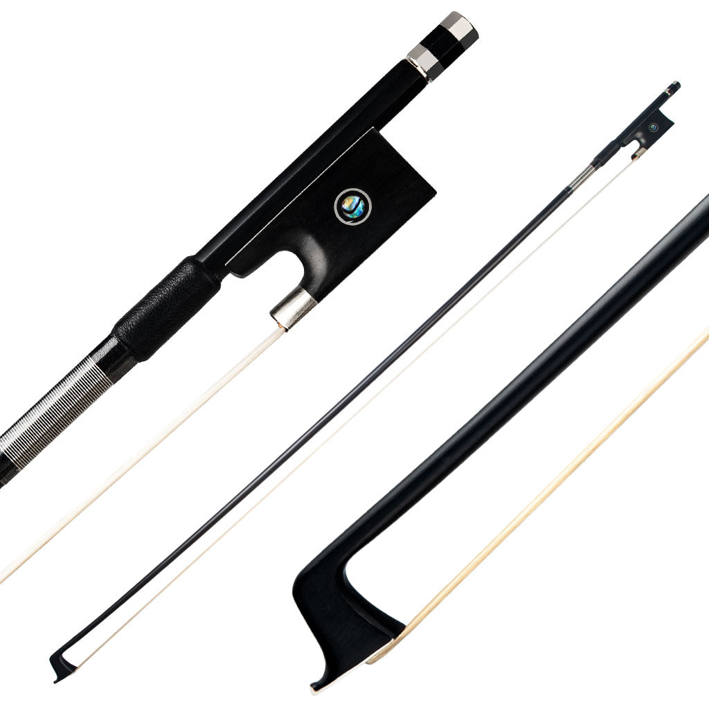 NAOMI 4/4-1/8 Violin Carbon Fiber Round Stick Ebony Frog Unbleached White Horsehair