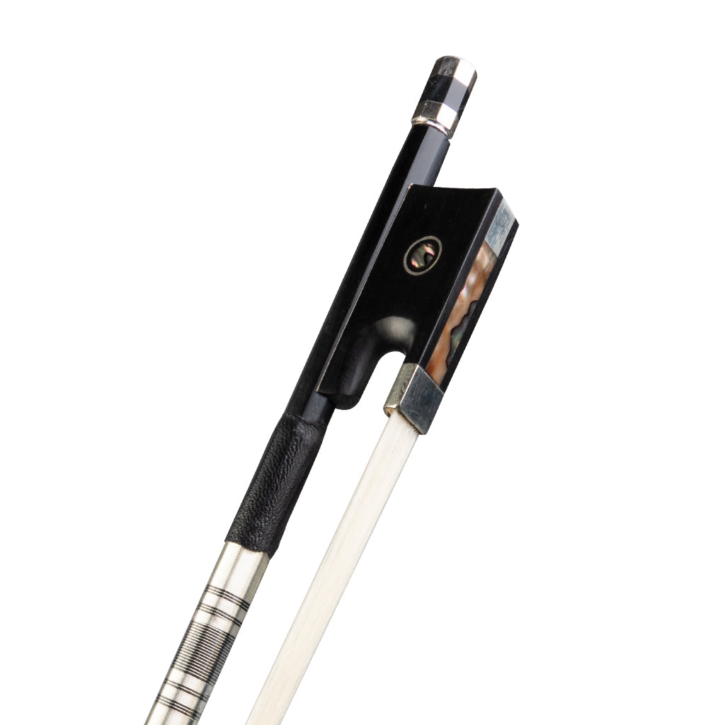 NAOMI Black Carbon Fiber Violin Bow Full Size 4/4 Lightweight Fiddle Bow Ebony Frog Pearl Inlay