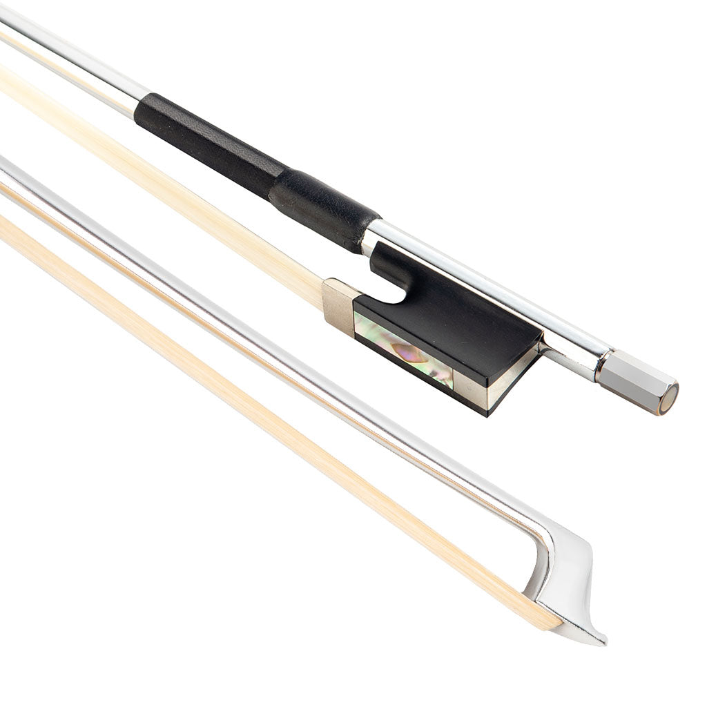 Silver Plated Stick Carbon Fiber Violin Bow 4/4 Full Size Solid Ebony Frog Natural Horse Hair Balanced Playability for Students & Professionals