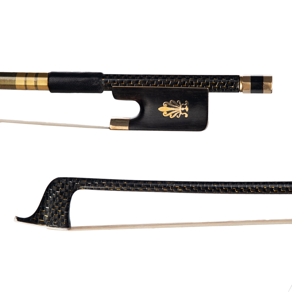 NAOMI 4/4 Cello Bow Golden Silk Braided Carbon Fiber Stick Round Stick