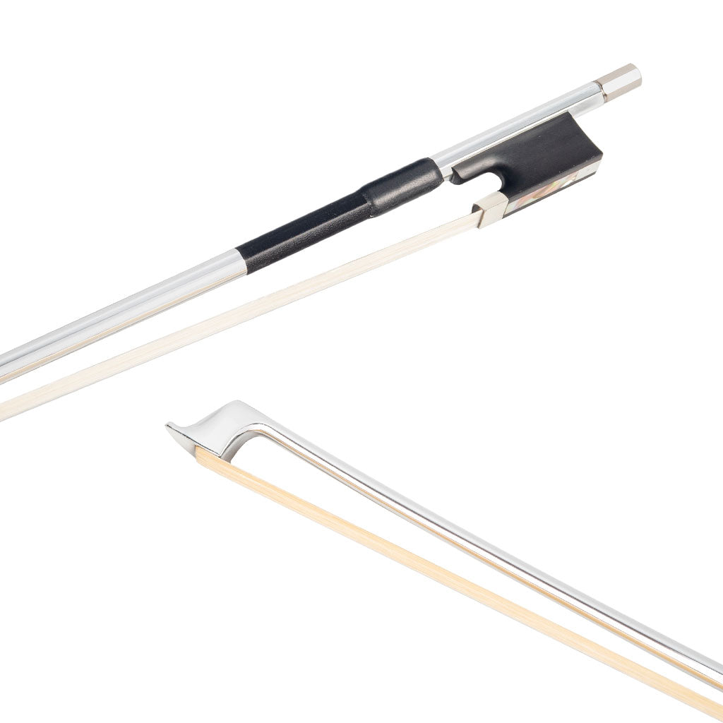 Silver Plated Stick Carbon Fiber Violin Bow 4/4 Full Size Solid Ebony Frog Natural Horse Hair Balanced Playability for Students & Professionals