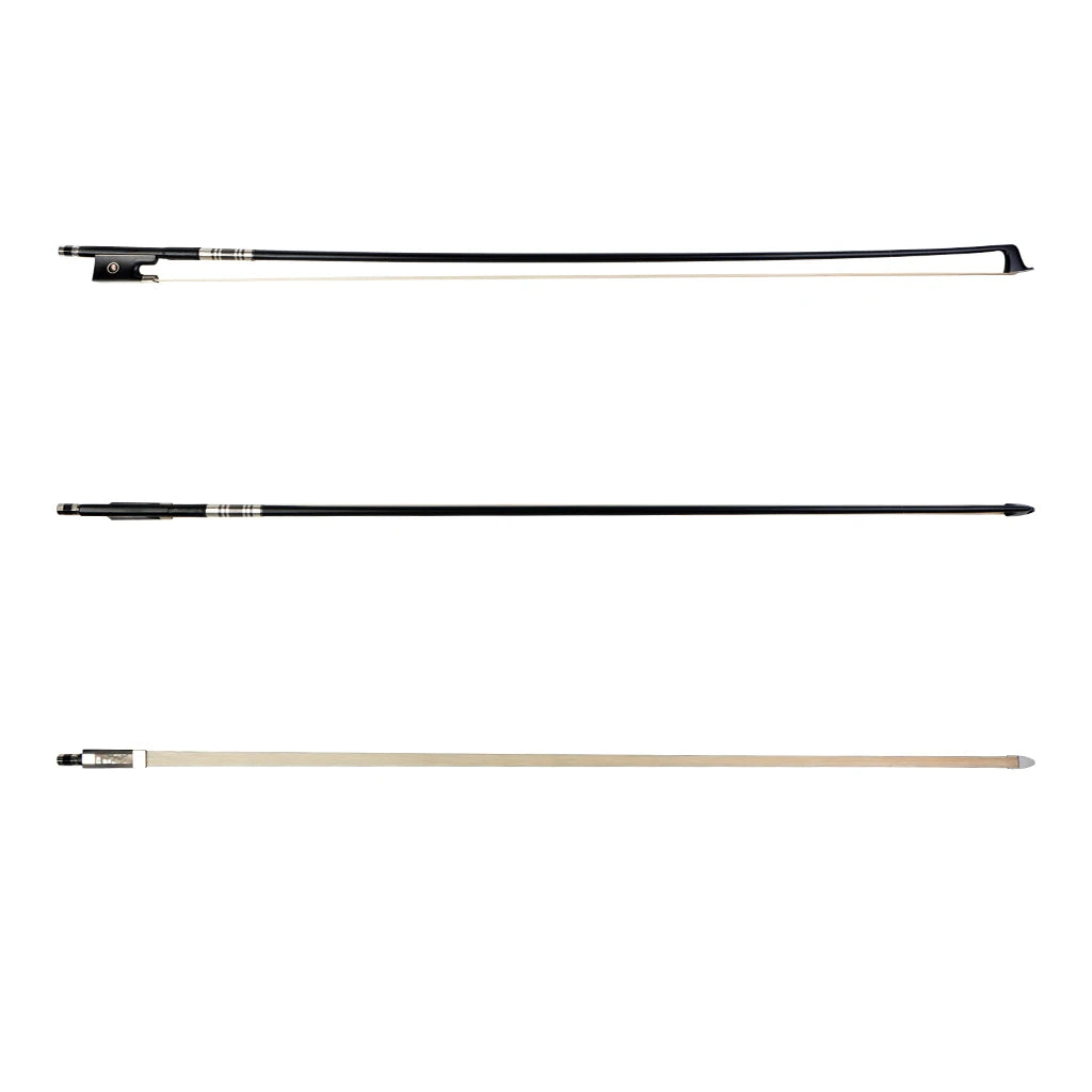 NAOMI Black Carbon Fiber Violin Bow Full Size 4/4 Lightweight Fiddle Bow Ebony Frog Pearl Inlay