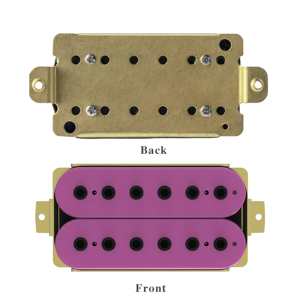 NAOMI 2pcs High Output Ceramic Magnet Humbucker Pickup Neck& Bridge 50/52mm Purple w/ 12 Adjustable Hexagonal Poles Pieces