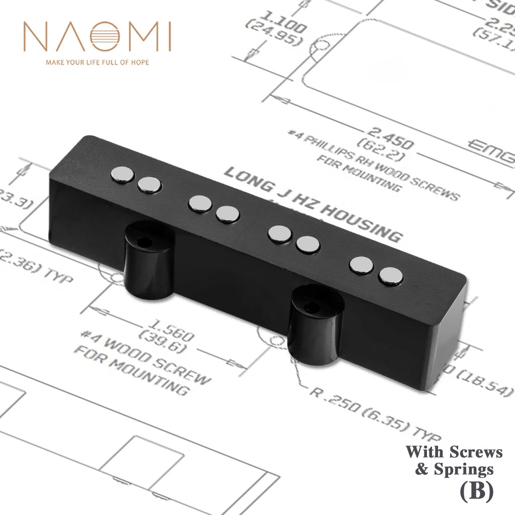 NAOMI 4 Strings Electric JB Jazz Bass Pickup Bridge 58mm Pole Spacing Open Style Ceramic Magnet Epoxy Bottom 6-7K Resistance