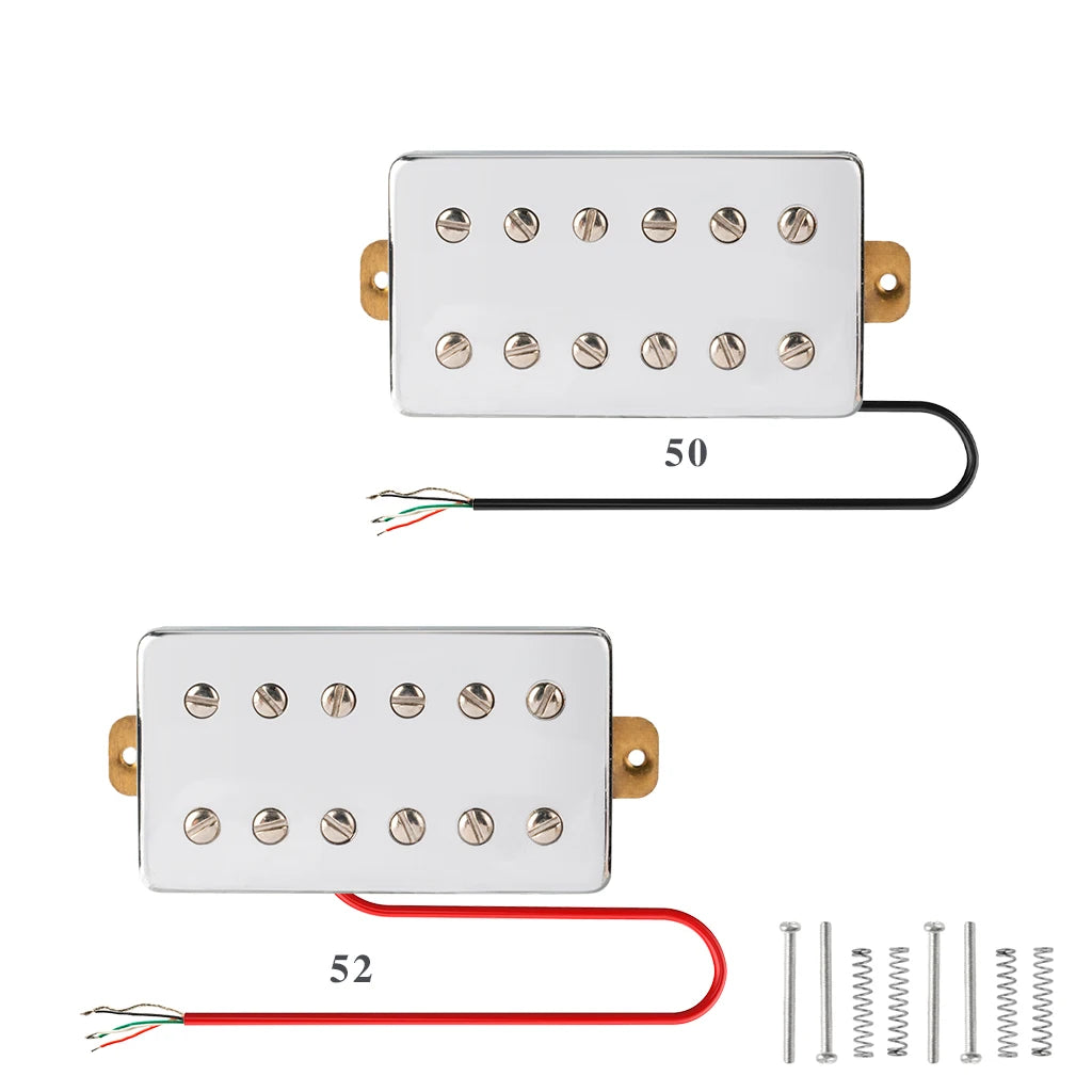 NAOMI 2pcs Chrome Humbucker Double Coil Pickups Neck&Bridge Set 12pcs Adjustable Screws Compatible With LP Style Electric Guitar