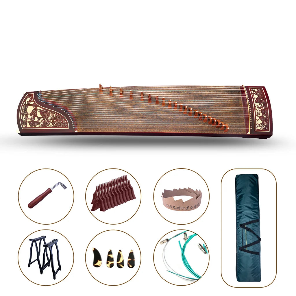 NAOMI Paulownia Wood Soundboard +Rosy Sandalwood Guzheng 21 Strings Standard Chinese Zither Harp Koto