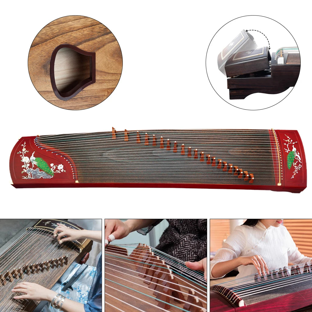 NAOMI Standard 21-String Guzheng Peacock Carved Rosy Sandalwood Chinese Zither Koto Professional Cutlers W/ Precise Workmanship