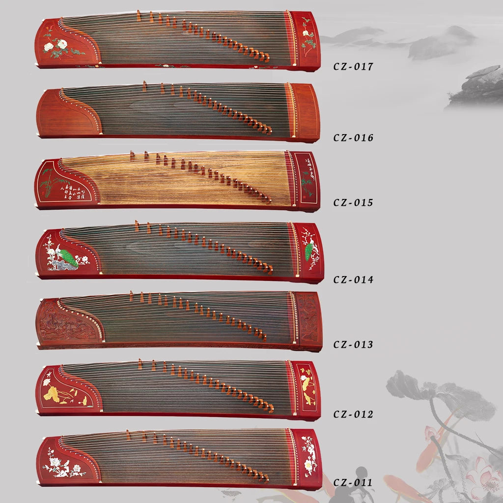 NAOMI Standard 21-String Guzheng Peacock Carved Rosy Sandalwood Chinese Zither Koto Professional Cutlers W/ Precise Workmanship
