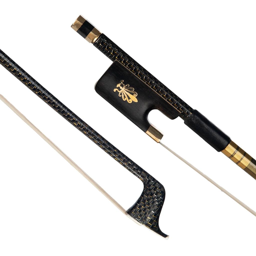 NAOMI 4/4 Cello Bow Golden Silk Braided Carbon Fiber Stick Round Stick