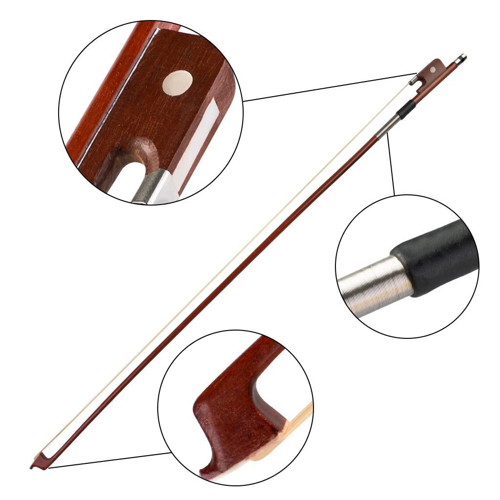 NAOMI Brazilwood Viola Bow For 14"-17" Violas And Round Stick Silver Mount