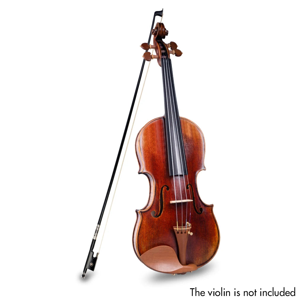 NAOMI Black Carbon Fiber Violin Bow Full Size 4/4 Lightweight Fiddle Bow Ebony Frog Pearl Inlay
