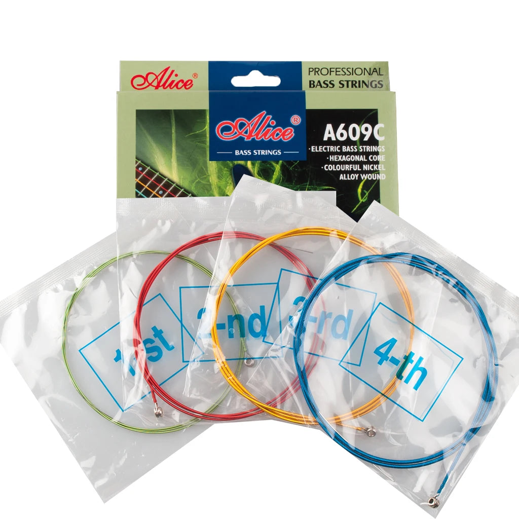 NAOMI Alice A609C Electric Bass Strings Hexagonal Core Colorful Nickel Alloy Wound 1-st 2-nd 3-rd 4-th Electric Bass Accessories