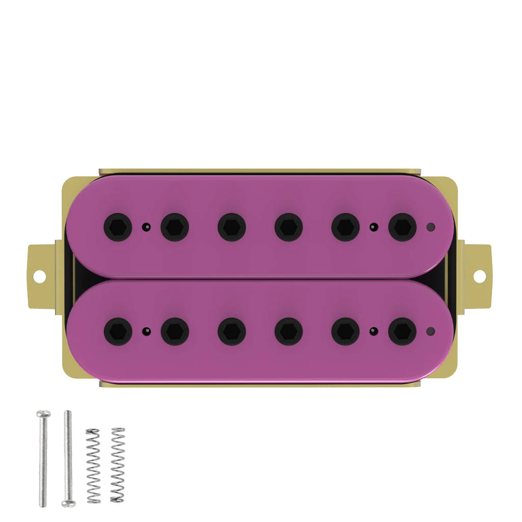 NAOMI 2pcs High Output Ceramic Magnet Humbucker Pickup Neck& Bridge 50/52mm Purple w/ 12 Adjustable Hexagonal Poles Pieces