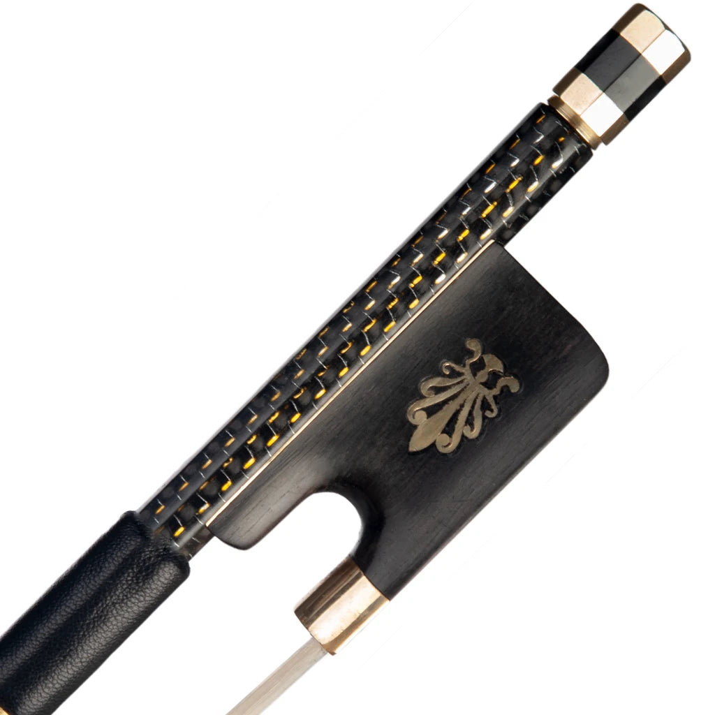 NAOMI 4/4 Cello Bow Golden Silk Braided Carbon Fiber Stick Round Stick