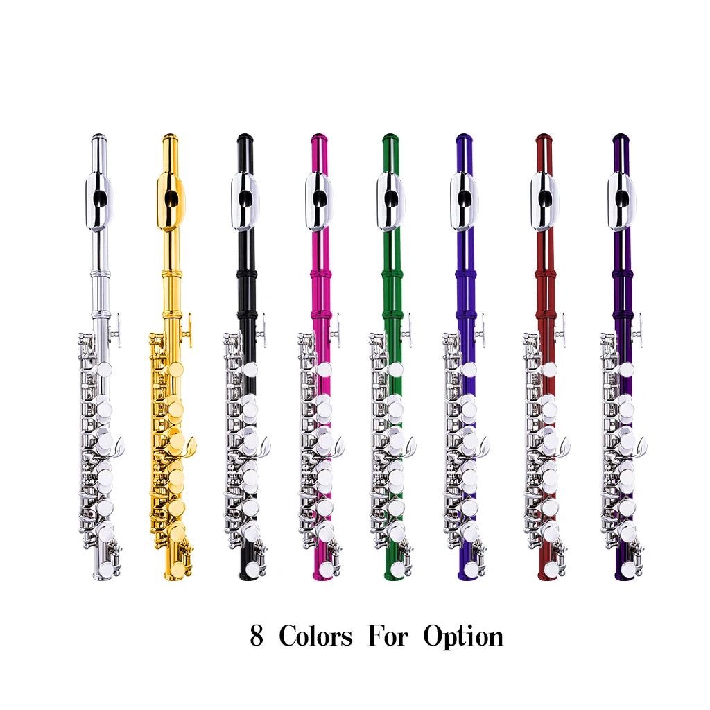 NAOMI Nickel Plated C Key Piccolo Green Color W/ Case Cleaning Rod And Cloth And Gloves Cupronickel Piccolo Set