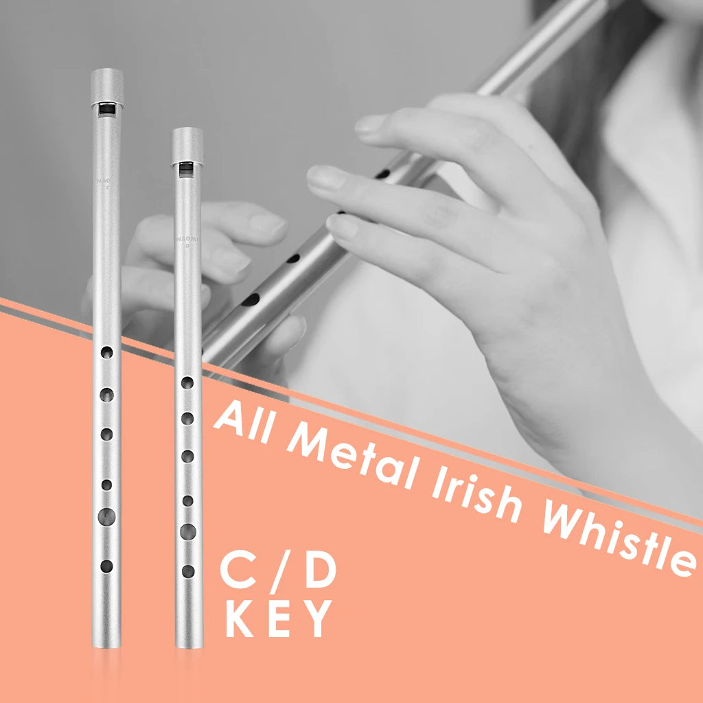 NAOMI Irish Whistle Flute C/D Key Ireland Tin Penny Whistle 6 Hole Flute Musical Instrument Tin Whistle Penny Fulte Whistling