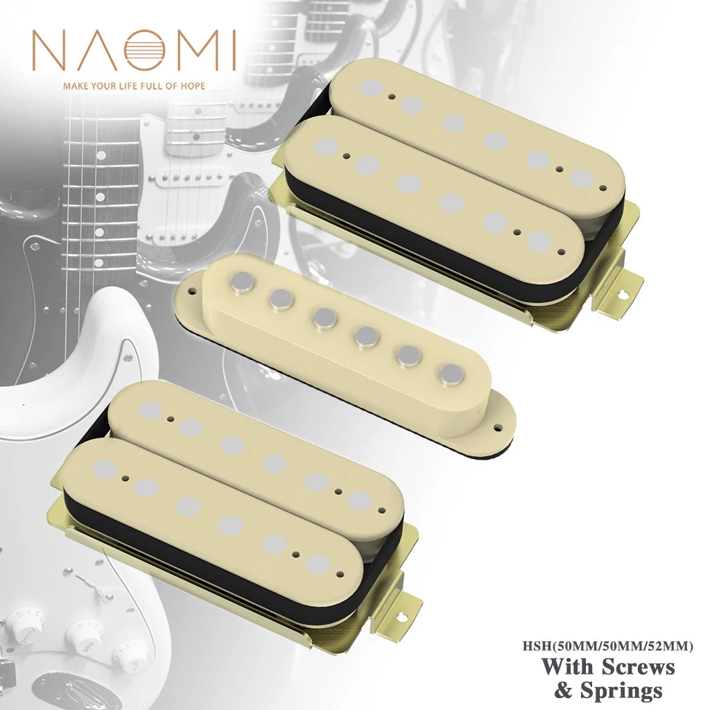 NAOMI Double Coil Humbucker/Single Coil/Dual Coil Pickup HSH Set 50mm/50mm/52mm Neck/Middle/Bridge For ST Electric Guitar
