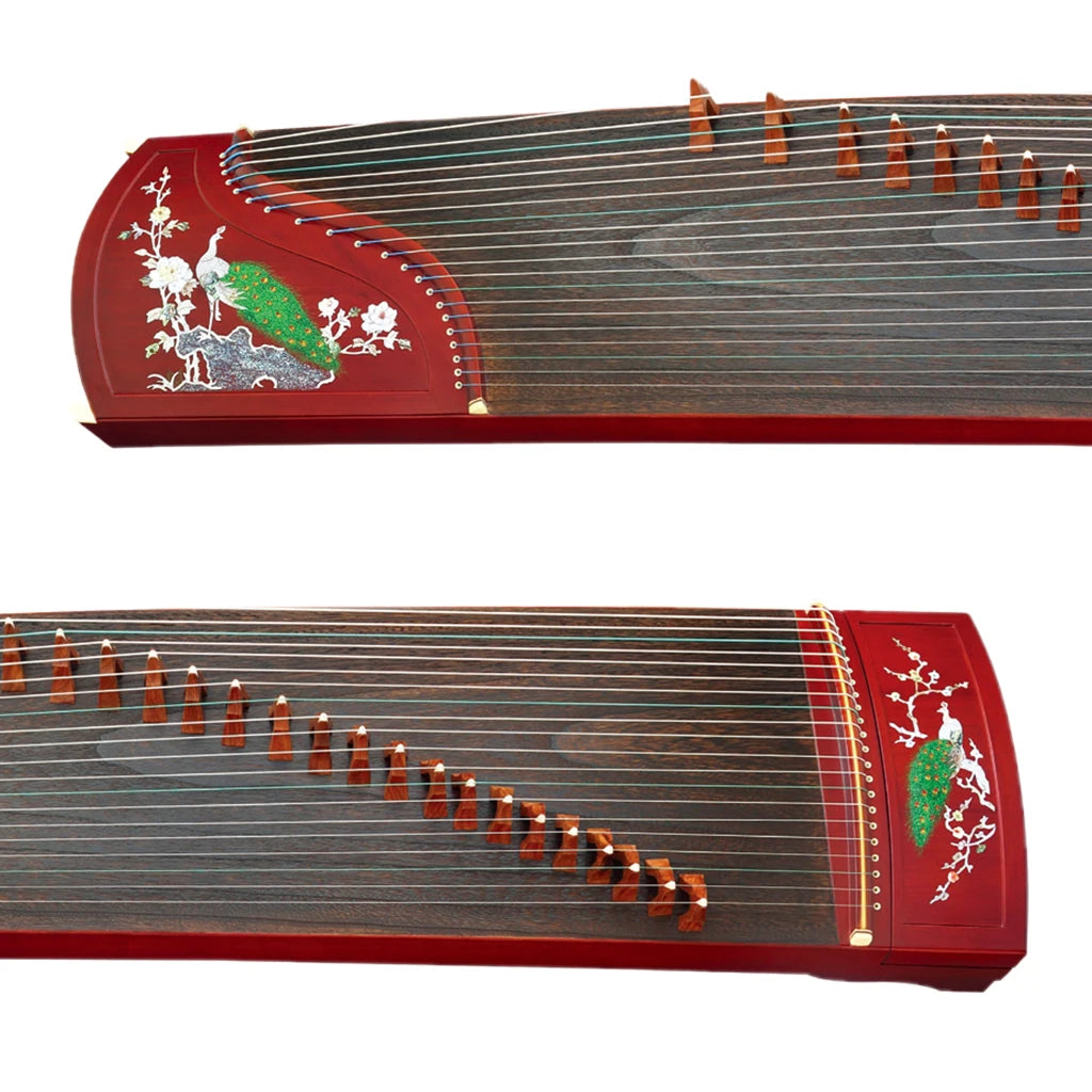 NAOMI Standard 21-String Guzheng Peacock Carved Rosy Sandalwood Chinese Zither Koto Professional Cutlers W/ Precise Workmanship
