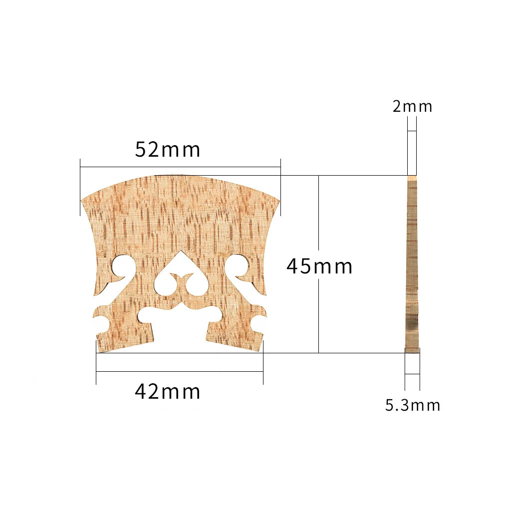 NAOMI Select Figured Violin Bridge Unslotted Semi Finished Bridge Air Dried AA Grade Maple With E Ebony Insert
