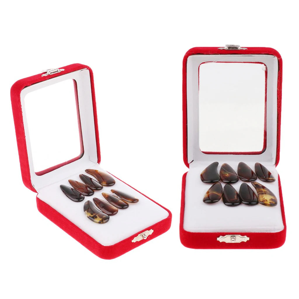 NAOMI 4L+4R Guzheng Practice Nail Cover Thumb Finger Guard Protector Artificial Faux Fingernails Tips Zither Koto Finger Picks