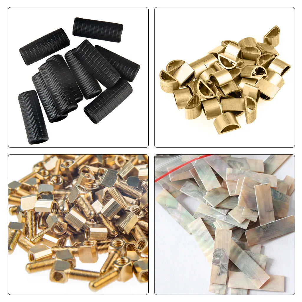 1 Set Violin Bow Accessories - Frog Eyelet, Ferrules, Screws, Leather Winding, Tips & Case for Repair & Crafting