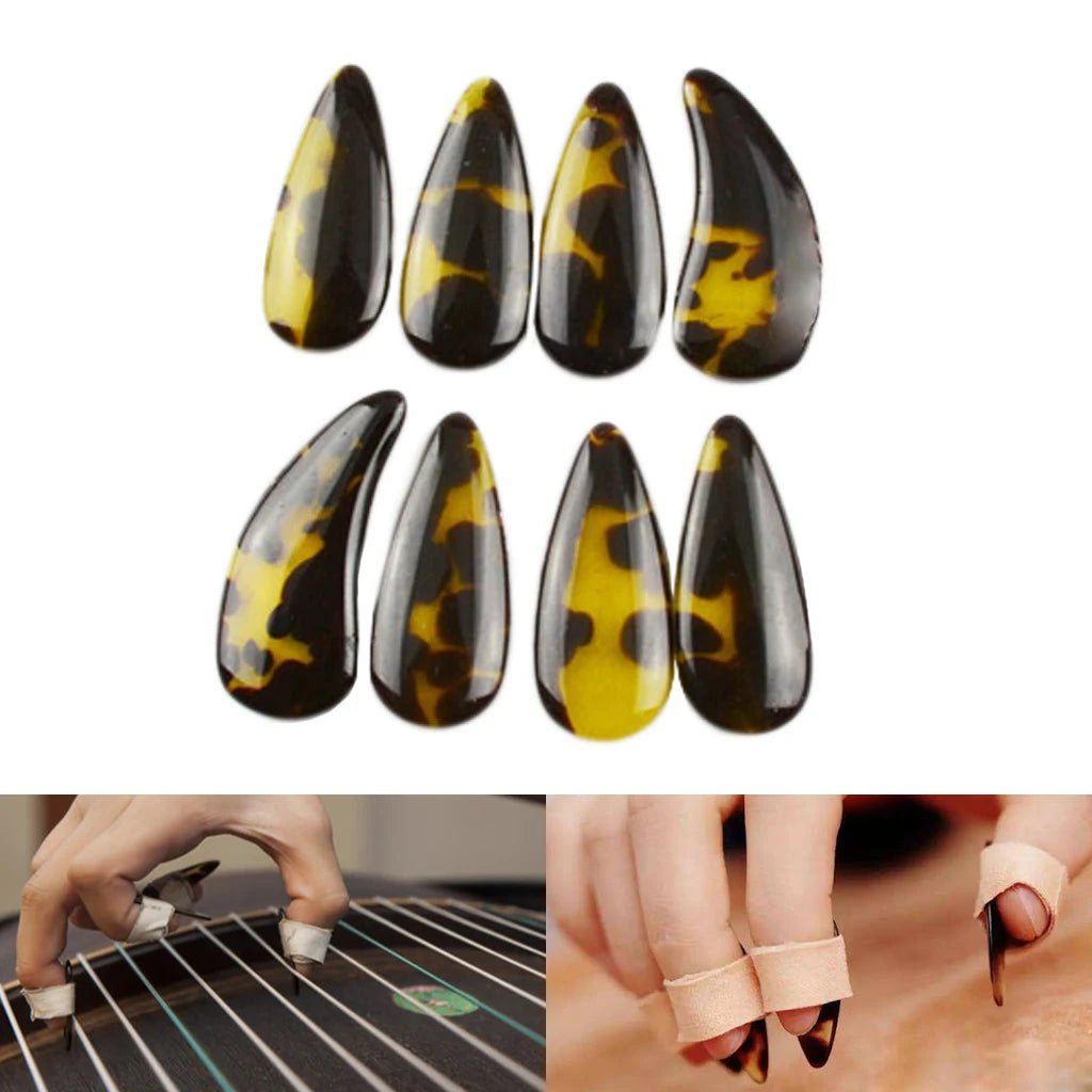 NAOMI 4L+4R Guzheng Practice Nail Cover Thumb Finger Guard Protector Artificial Faux Fingernails Tips Zither Koto Finger Picks