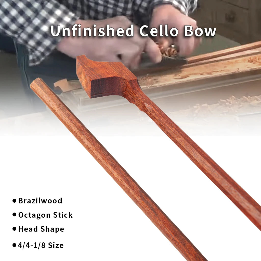 NAOMI Unfinished Brazilwood Bow Blank For Cello Bow Arcos 4/4 3/4 1/2 1/4 1/8 Cello Bow Maker