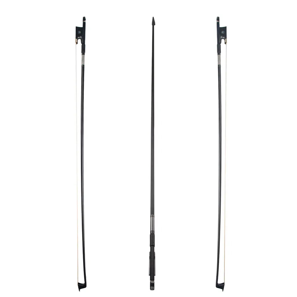 NAOMI 4/4-1/8 Violin Carbon Fiber Round Stick Ebony Frog Unbleached White Horsehair