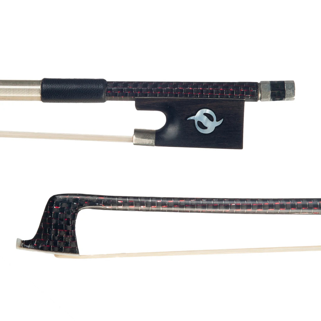 NAOMI 4/4 Carbon Fiber Violin Bow Red Silk Braided Ebony Frog