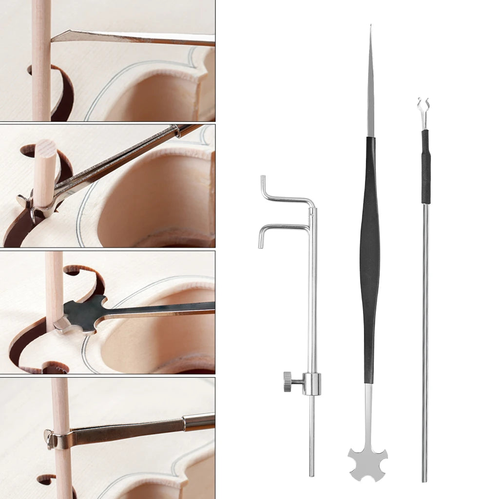 NAOMI 3PCS Violin Sound Post Gauge Sound Post Retriever Sound Post Setter Violin Parts Luthier Tools With Rubber Protectors SET