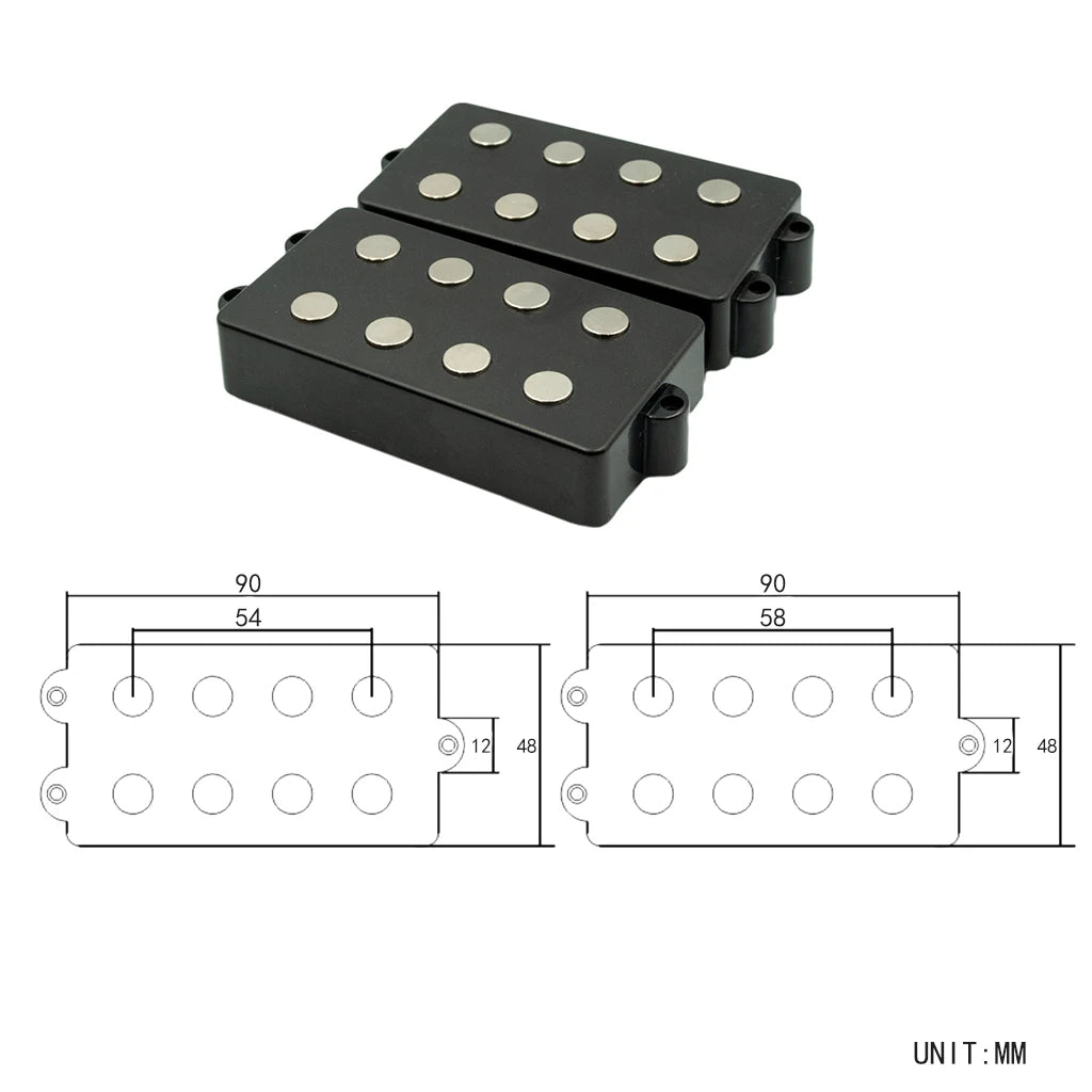 NAOMI 2 Pcs Electric Bass Pickups Humbucker Bridge Neck Pickup Set For 4 Strings Bass Coil Black Noiseless
