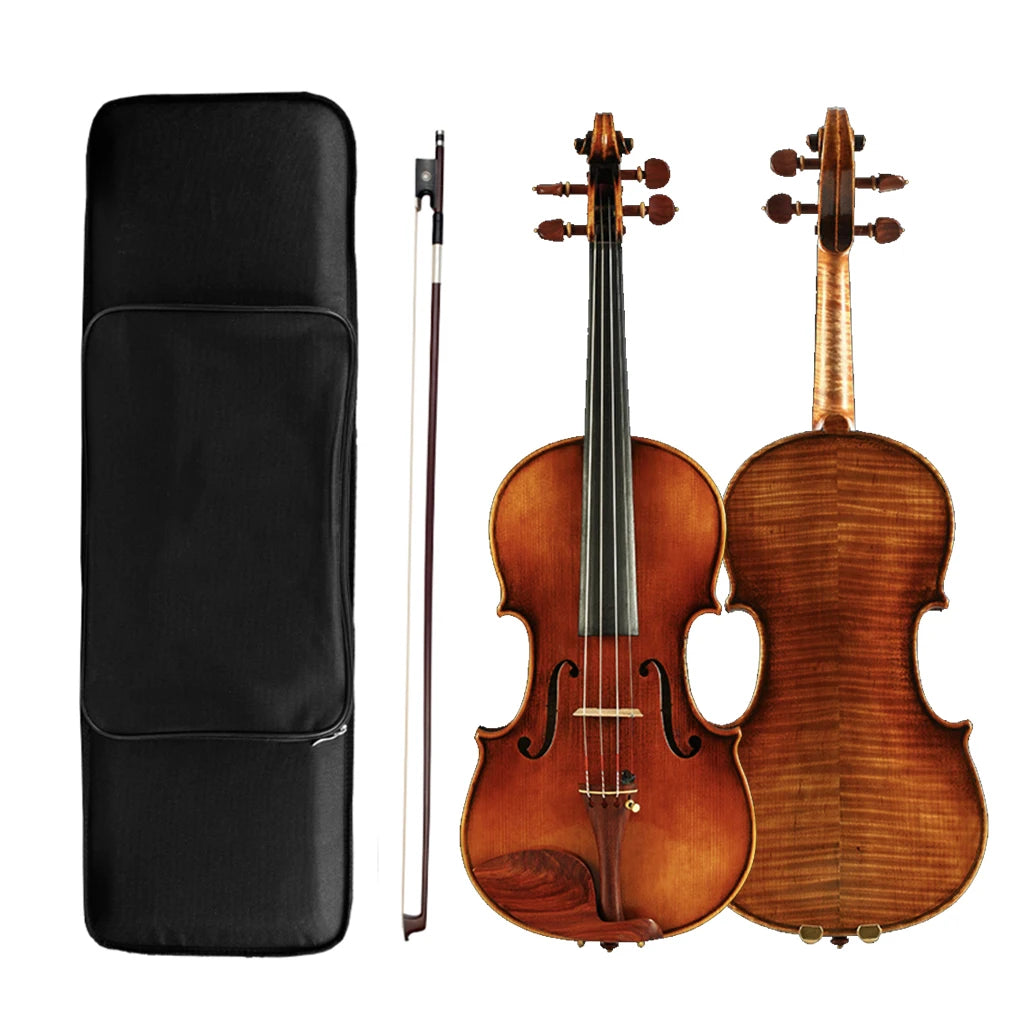 NAOMI Advanced Antique Oil Handmade Violin European Wood Top & Back Rich Sound Free IPE Bow Bridge Case