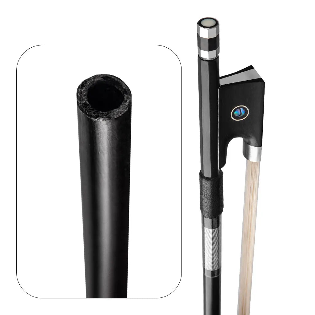 NAOMI 4/4-1/8 Violin Carbon Fiber Round Stick Ebony Frog Unbleached White Horsehair