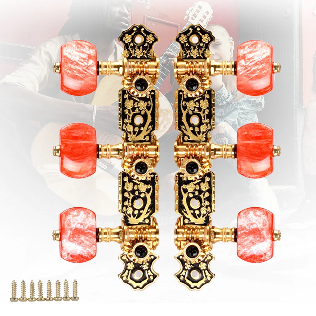Alice 020HV Series Classical Guitar String Tuner Golden Plated Tuning Keys Machine Head Ebony Buttons Nice Flower Carved