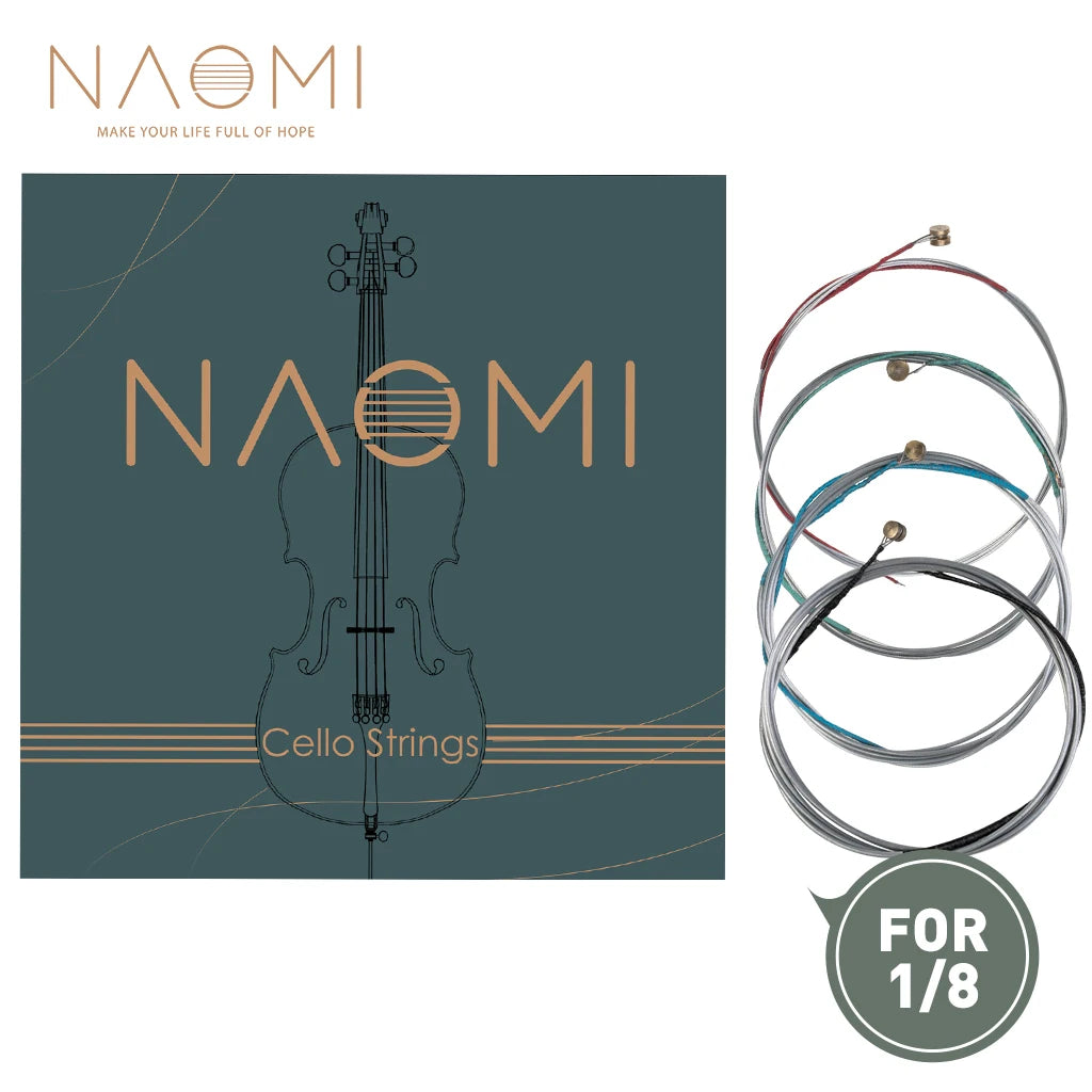 NAOMI 4pc/set Cello Strings 4/4 3/4 1/2 1/4 1/8 Cello Strings C G D A Strings Stainless Steel Core Al-Mg Winding Cello Strings