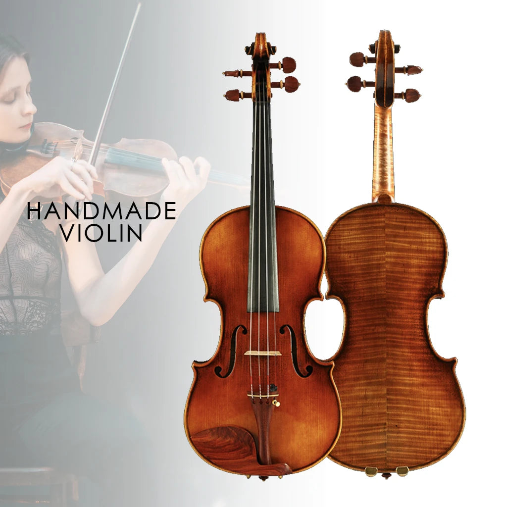 NAOMI Advanced Antique Oil Handmade Violin European Wood Top & Back Rich Sound Free IPE Bow Bridge Case