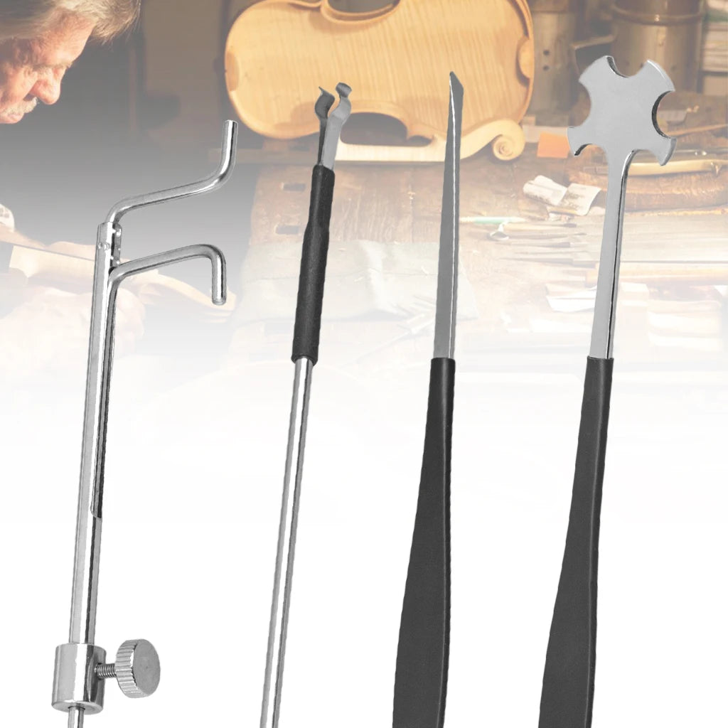 NAOMI 3PCS Violin Sound Post Gauge Sound Post Retriever Sound Post Setter Violin Parts Luthier Tools With Rubber Protectors SET