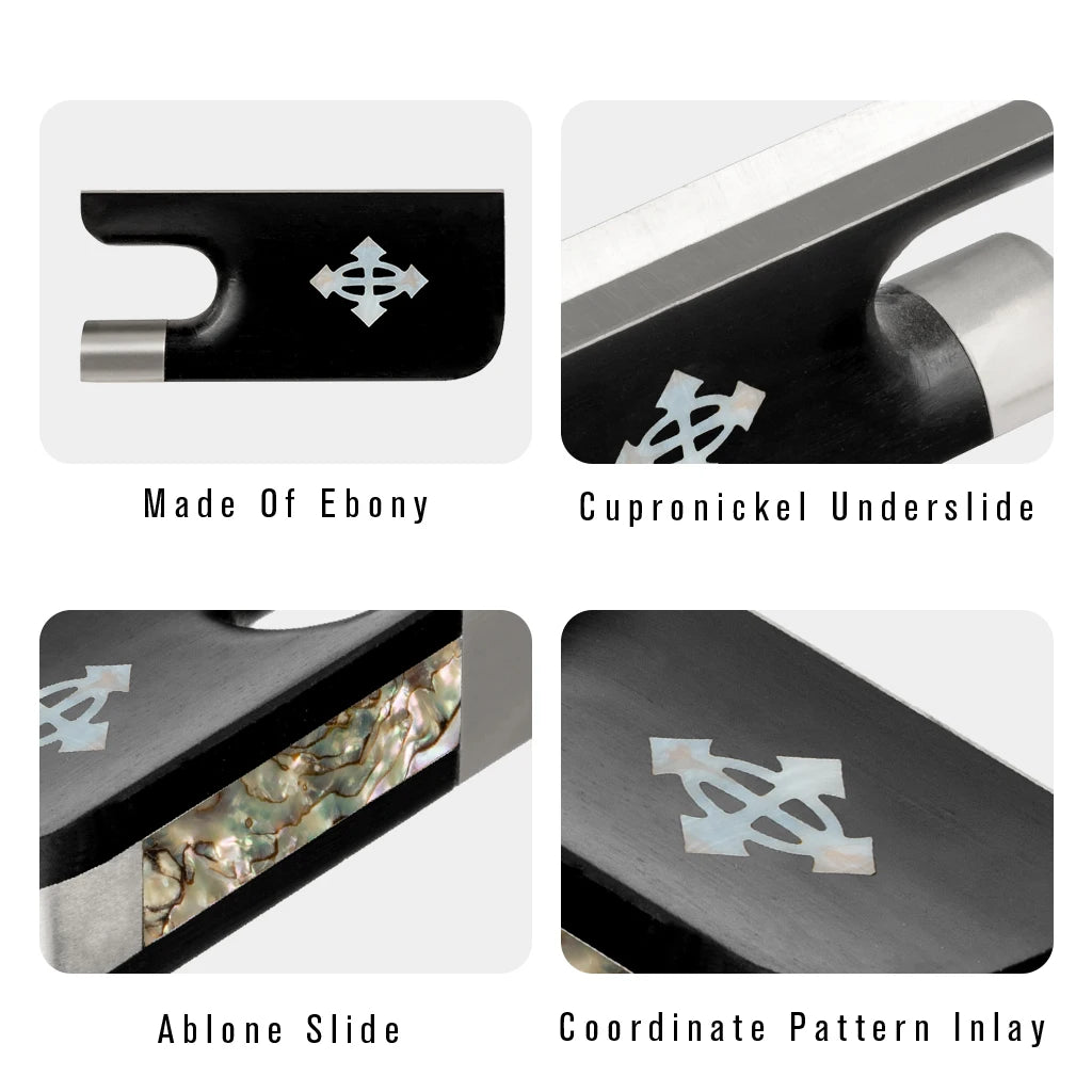 NAOMI Cello Bow Ebony Frog and Color Pearl Slide Bow Replacement