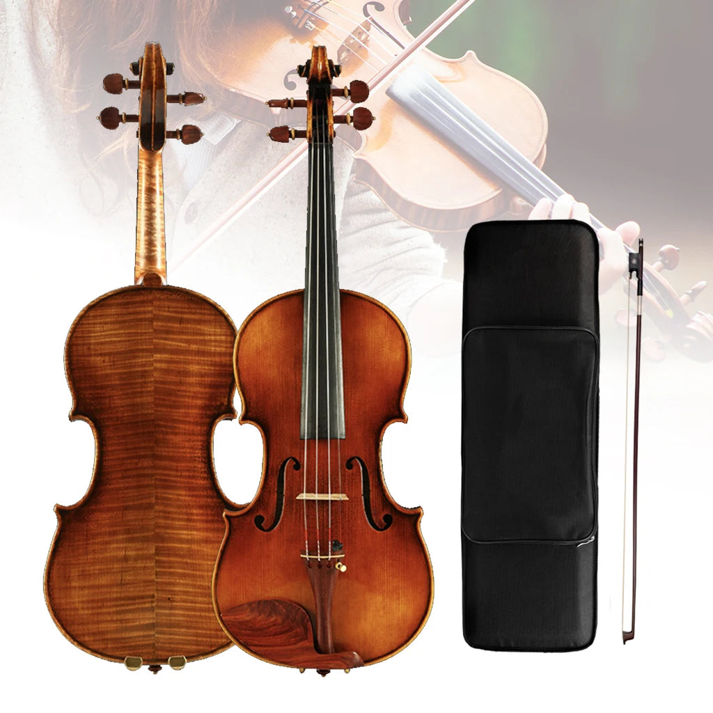 NAOMI Advanced Antique Oil Handmade Violin European Wood Top & Back Rich Sound Free IPE Bow Bridge Case