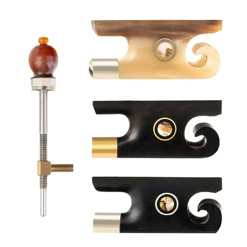 NAOMI Snail Tail Style Violin Bow Frog Ebony Ox horn Abalone Shell Inlay W/Screw Tip For Fiddle Pernambuco Violino Bow Parts