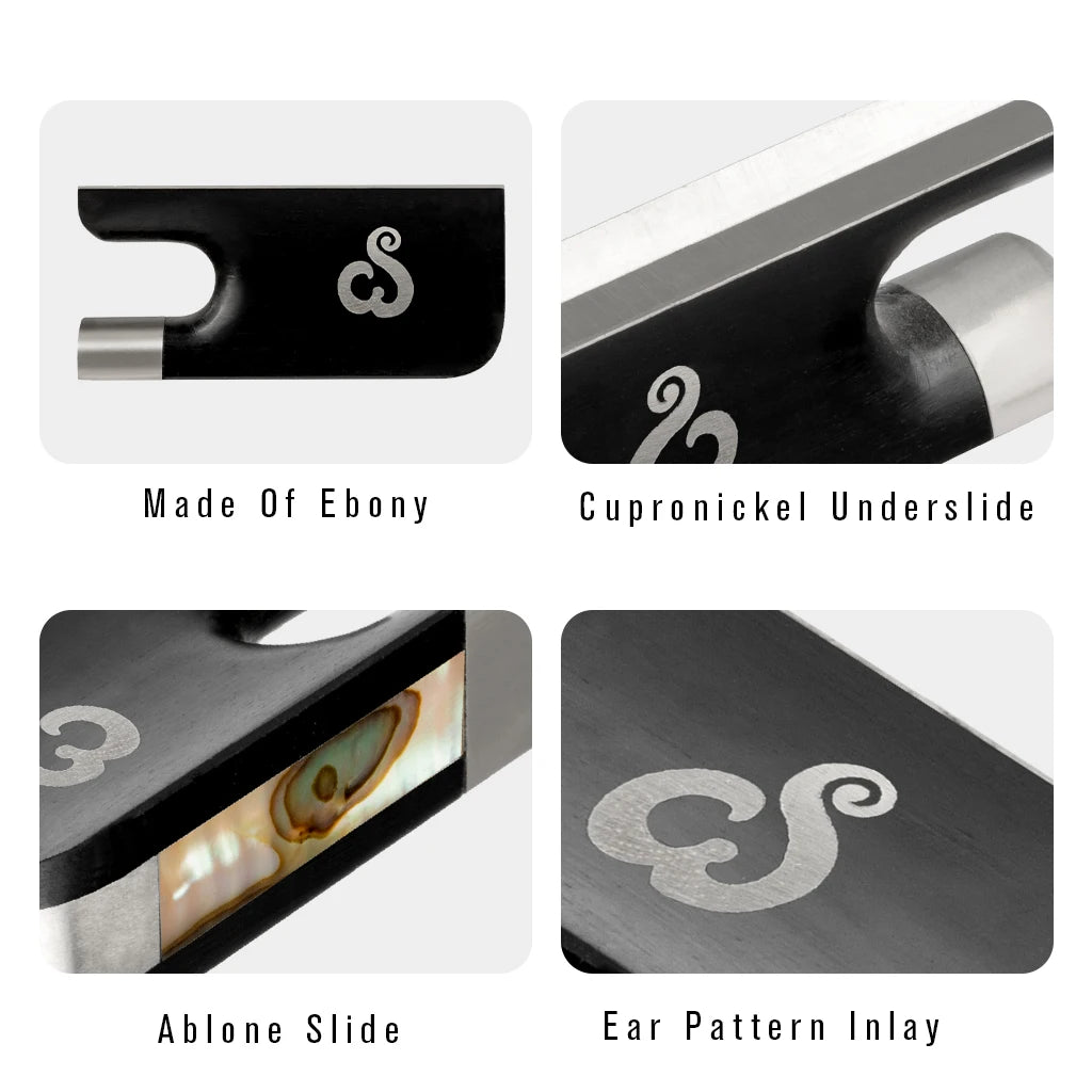 NAOMI  Ebony Cello Bow Frog for 4/4 Cello Bow Parts Cloud Pattern Inlay