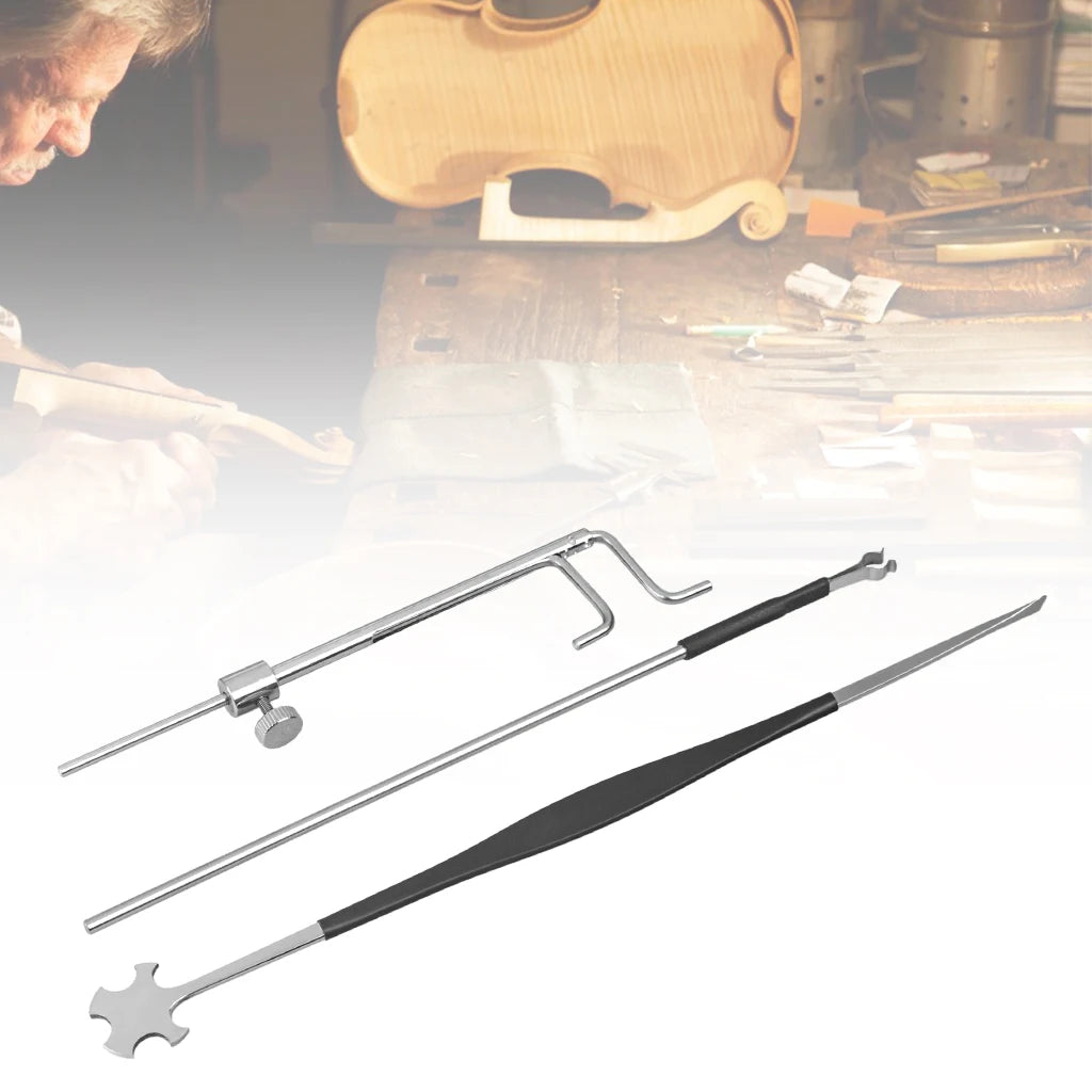 NAOMI 3PCS Violin Sound Post Gauge Sound Post Retriever Sound Post Setter Violin Parts Luthier Tools With Rubber Protectors SET