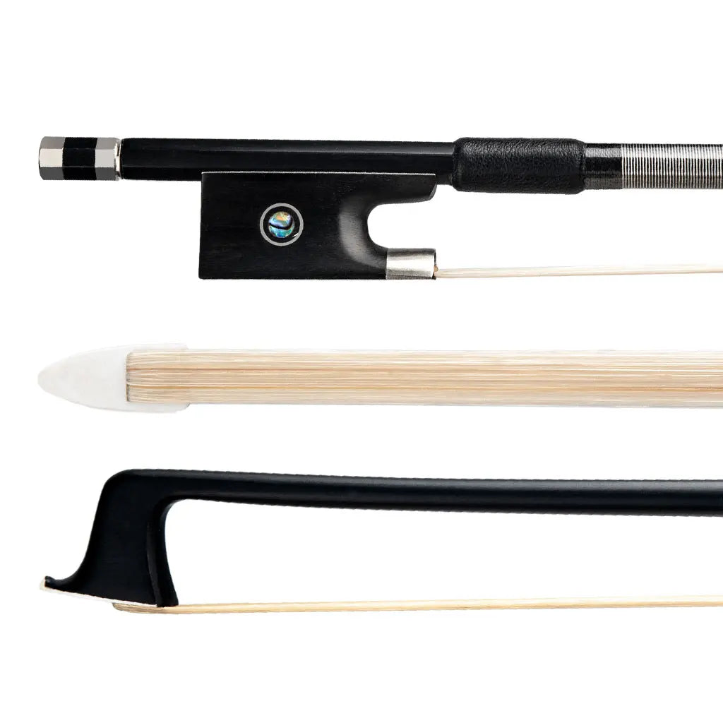 NAOMI 4/4-1/8 Violin Carbon Fiber Round Stick Ebony Frog Unbleached White Horsehair