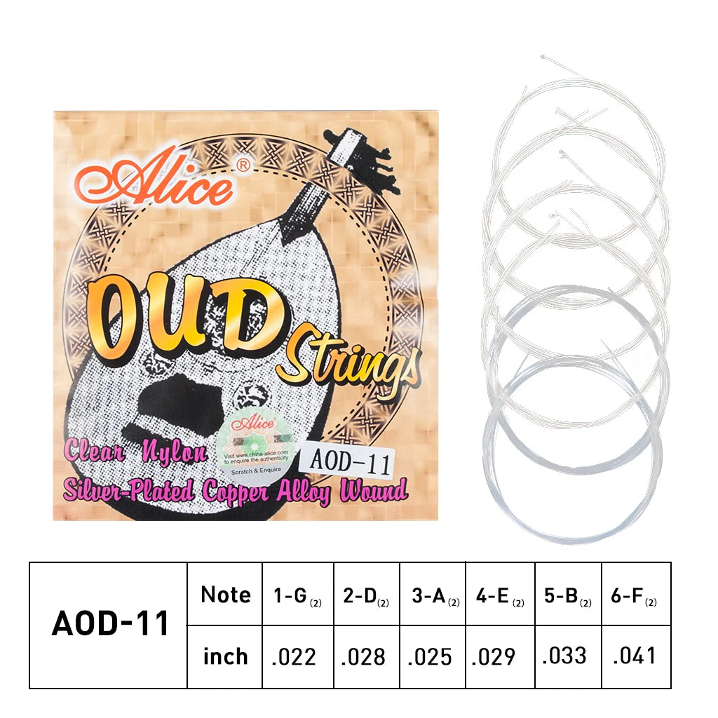 NAOMI AOD-11 Alice Nylon and Silver-Plated Wound 11 String Oud Strings Set For Arabic Instruments 11-Strings Arabic Folk Guitar